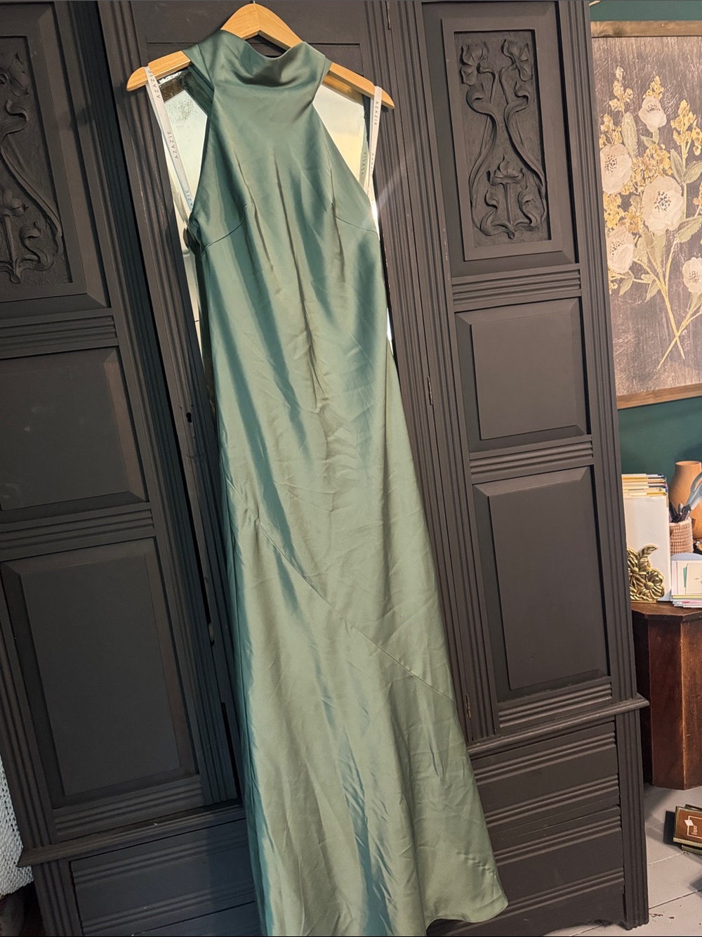 Formal Matcha Mermaid Pleated Stretch Satin Dress Azazie